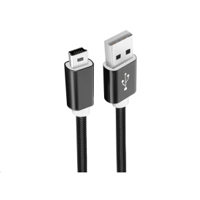 WG - Datový kabel USB Mini-B (5 pins)-USB-A / 1m / nylon braided / black WG - Datový kabel USB Mini-B (5 pins)-USB-A / 1m / nylon braided / black