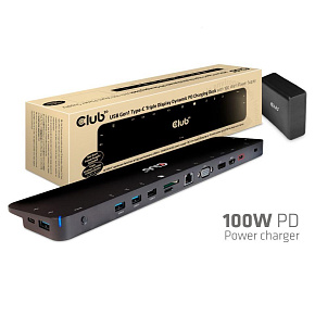 BAZAR - Club3D dokovací stanice USB-C 3.2 s napájecím adaptérem Triple Display Dynamic - Po opravě (Bez příslusenstvi)