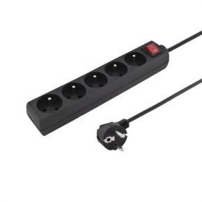 Konnoc DX-5FS 3m pětizásuvka s vypínačem ČERNÁ Konnoc DX-5FS 3m pětizásuvka s vypínačem ČERNÁ