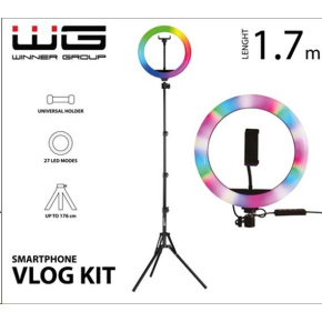 WG - Vlog Kit základní sada pro natáčení video blogů, s RGB LED světlem a tripodem 1,7 metru
