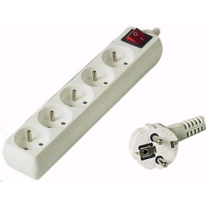 PREMIUMCORD Prodlužovací přívod 230V 3m, 5 zásuvek + vypínač, bílá PREMIUMCORD Prodlužovací přívod 230V 3m, 5 zásuvek + vypínač, bílá