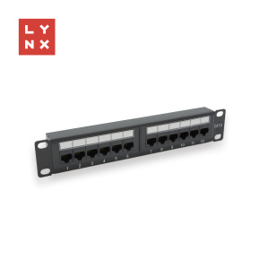 LYNX 10" patch panel 12-port, UTP Cat6, 50µ, nestíněný, černý LYNX 10" patch panel 12-port, UTP Cat6, 50µ, nestíněný, černý