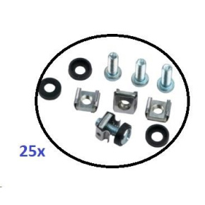 Montážní sada M6 do rozvaděčů - 25ks (100x šroubek + 100x matka + 100x podložka), délka šroubu 20mm Montážní sada M6 do rozvaděčů - 25ks (100x šroubek + 100x matka + 100x podložka), délka šroubu 20mm
