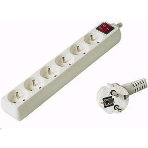 PREMIUMCORD Prodlužovací přívod 230V 7m, 6 zásuvek + vypínač, bílá PREMIUMCORD Prodlužovací přívod 230V 7m, 6 zásuvek + vypínač, bílá