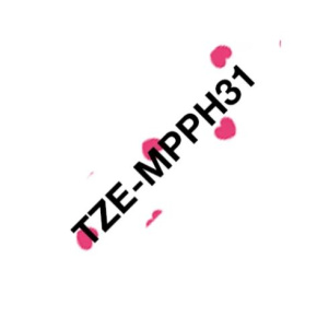 BROTHER Originální kazeta s páskou Brother TZe-MPPH31 - černý tisk na růžových srdíčkách, šířka12 mm BROTHER Originální kazeta s páskou Brother TZe-MPPH31 - černý tisk na růžových srdíčkách, šířka12 mm