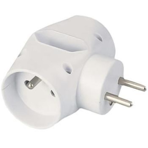 PREMIUMCORD Roztrojka 230V 10A, 2x kulatá +1x plochá zásuvka, bílá PREMIUMCORD Roztrojka 230V 10A, 2x kulatá +1x plochá zásuvka, bílá