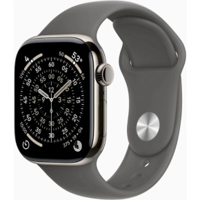Apple Watch Series 11 GPS + Cellular 42mm Natural Titanium Case with Stone Grey Sport Band - M/L
