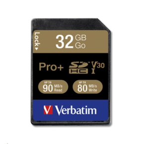 VERBATIM SDHC karta 32GB PRO+ Class 10, UHS-1 (R:90/W:80 MB/s) VERBATIM SDHC karta 32GB PRO+ Class 10, UHS-1 (R:90/W:80 MB/s)