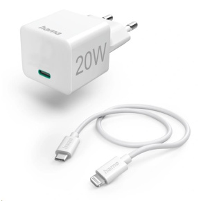 Hama set: rychlá USB nabíječka USB-C PD 20 W + kabel USB-C Lightning 1 m Hama set: rychlá USB nabíječka USB-C PD 20 W + kabel USB-C Lightning 1 m