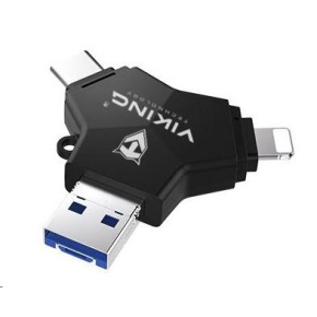 Viking USB Flash disk 3.0 4v1 s koncovkou Lightning/Micro USB/USB/USB-C, 32 GB, černá Viking USB Flash disk 3.0 4v1 s koncovkou Lightning/Micro USB/USB/USB-C, 32 GB, černá