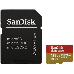 SanDisk micro SDXC karta 128GB Extreme Action Cams and Drones (190 MB/s Class 10, UHS-I U3 V30) + adaptér SanDisk micro SDXC karta 128GB Extreme Action Cams and Drones (190 MB/s Class 10, UHS-I U3 V30) + adaptér