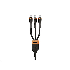 WG - Datový kabel 3v1 Type-C na 3x Type-C, 90 cm, 100 W + 15 W + 15 W, černá